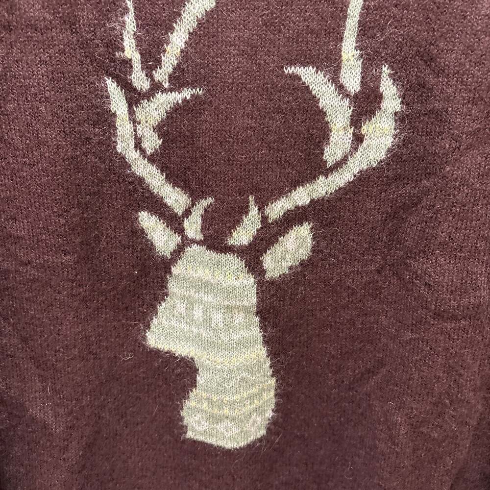 Woolrich Women's Maroon Deer Graphic Pullover Sweater - Cozy & Stylish, Size S/P - Picture 3 of 5